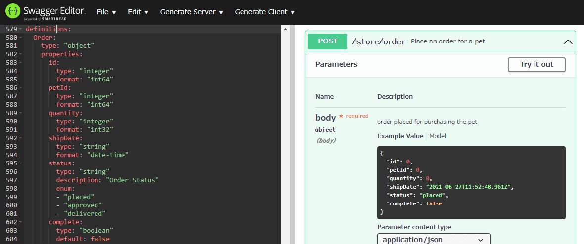 Swagger Editor より