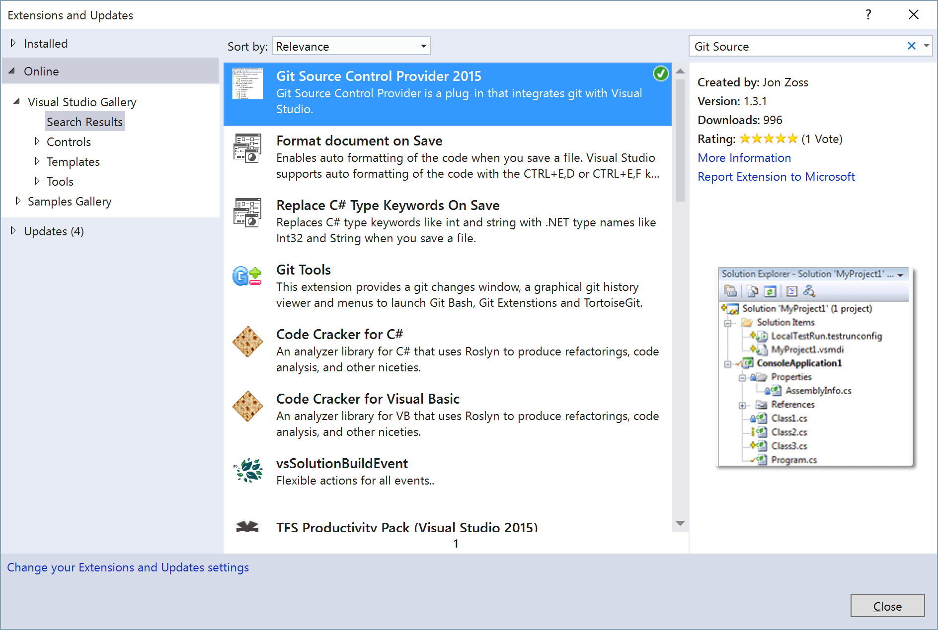 拡張機能の検索