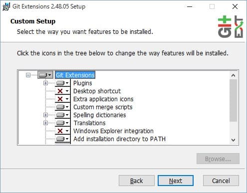Git Extensions インストール画面