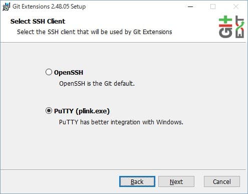 Git Extensions インストール画面