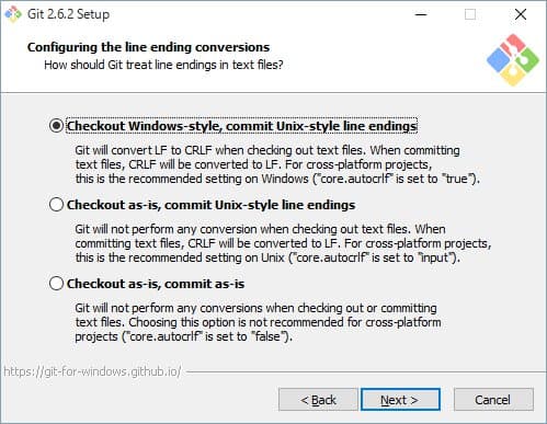 Git For Windows のインストール画面